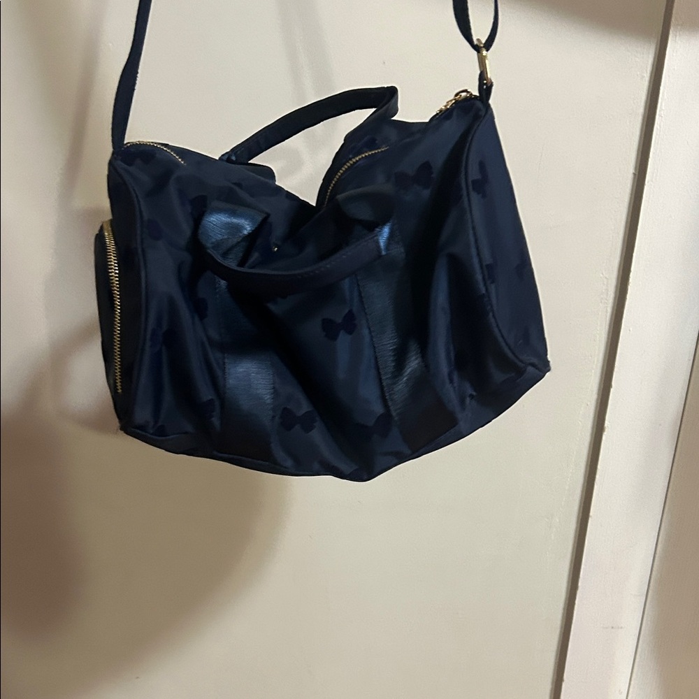 Jacadi Navy Bow-Print Shoulder Bag
